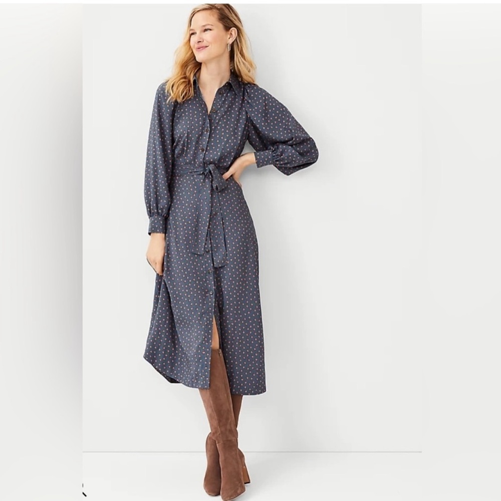 Collared Midi Shirt Dress Ann Taylor